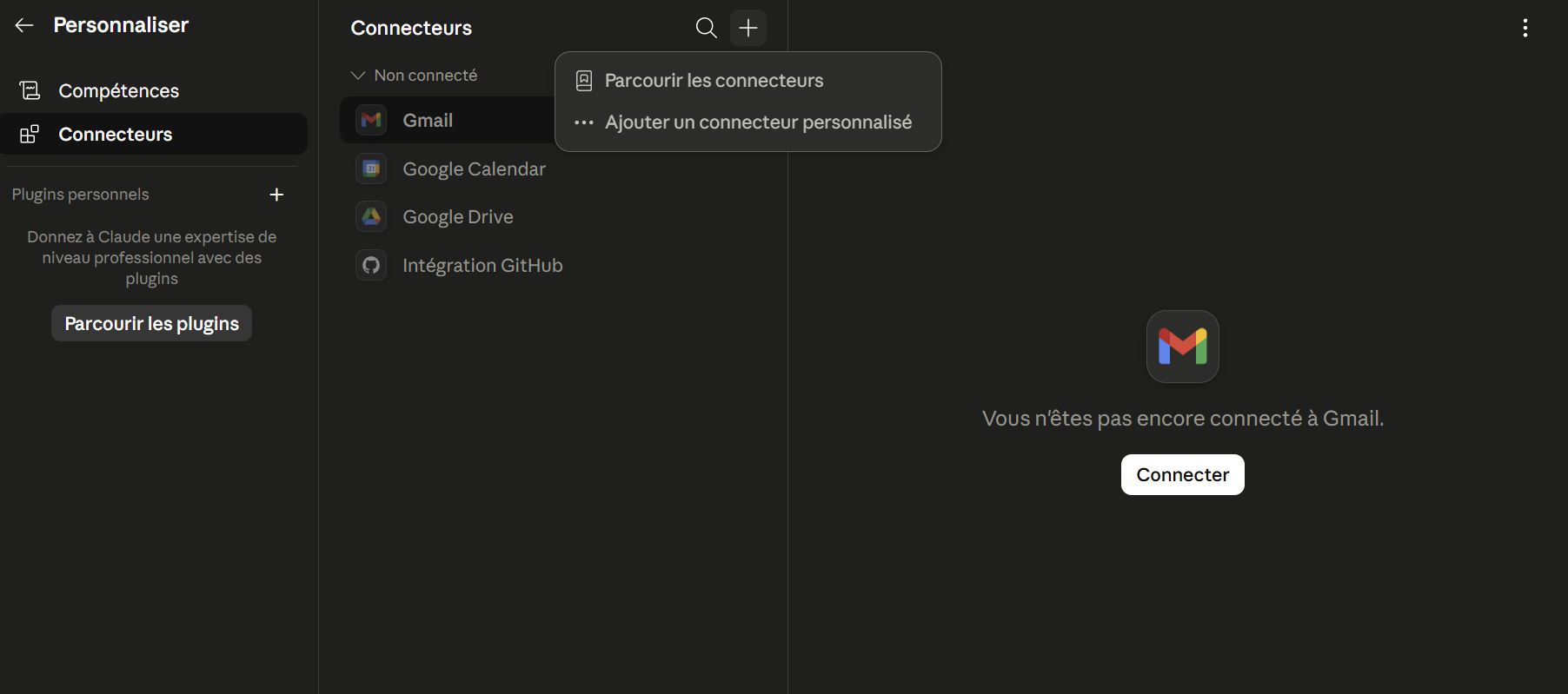 Ajouter un connecteur personnalisé dans Claude